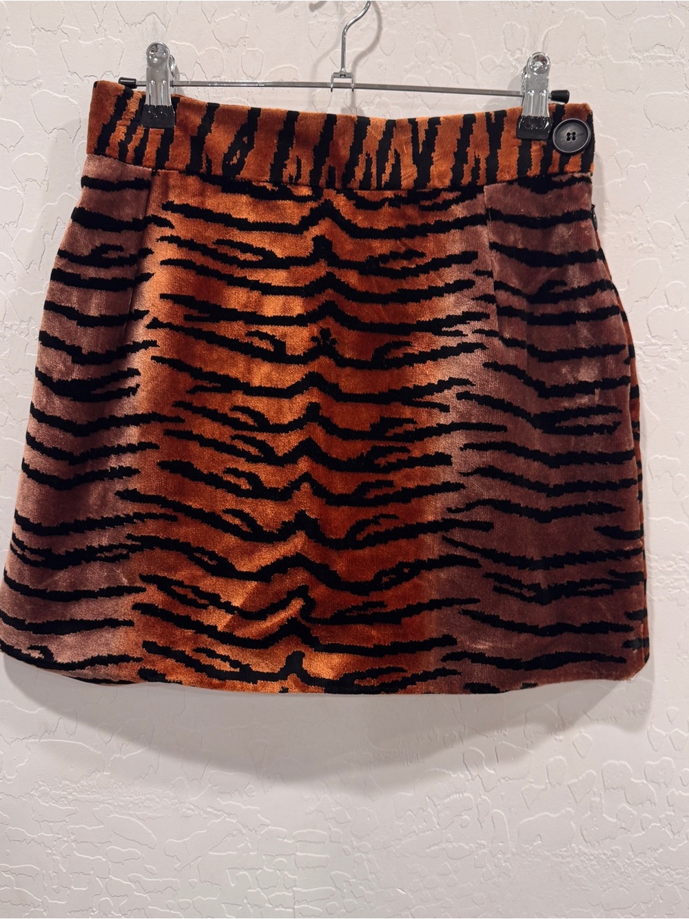 NWT The Attico Tiger Stripe Velvet Mini Skirt Womens 42 4/6 Animal Print